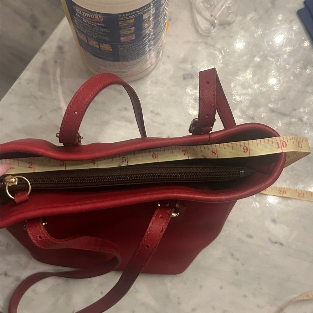 COACH Vintage Red Leather Tote Bag with Gold Accents - Picture 9 of 16